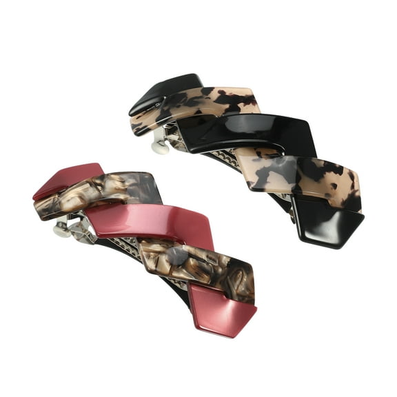 Unique Bargains 2 Pcs Hair Barrettes Tortoise Shell Hair Clips Acetate French Hair Barrettes for Thick Hair Red Brown