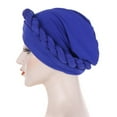 thumbnail image 4 of Women's Fashion Pure Color Braid Muslim Turban Hat Chemo Casual Cap Headwrap Headwear, 4 of 7