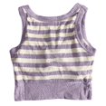 thumbnail image 5 of MNCEKFOD Womens Tank Top With Built In Bra Casual Striped Padded Tank Tops Cropped Waist Short Style Elastic Summer Daily Outer Tops Camisoles For Women For Under Clothes Purple S, 5 of 6