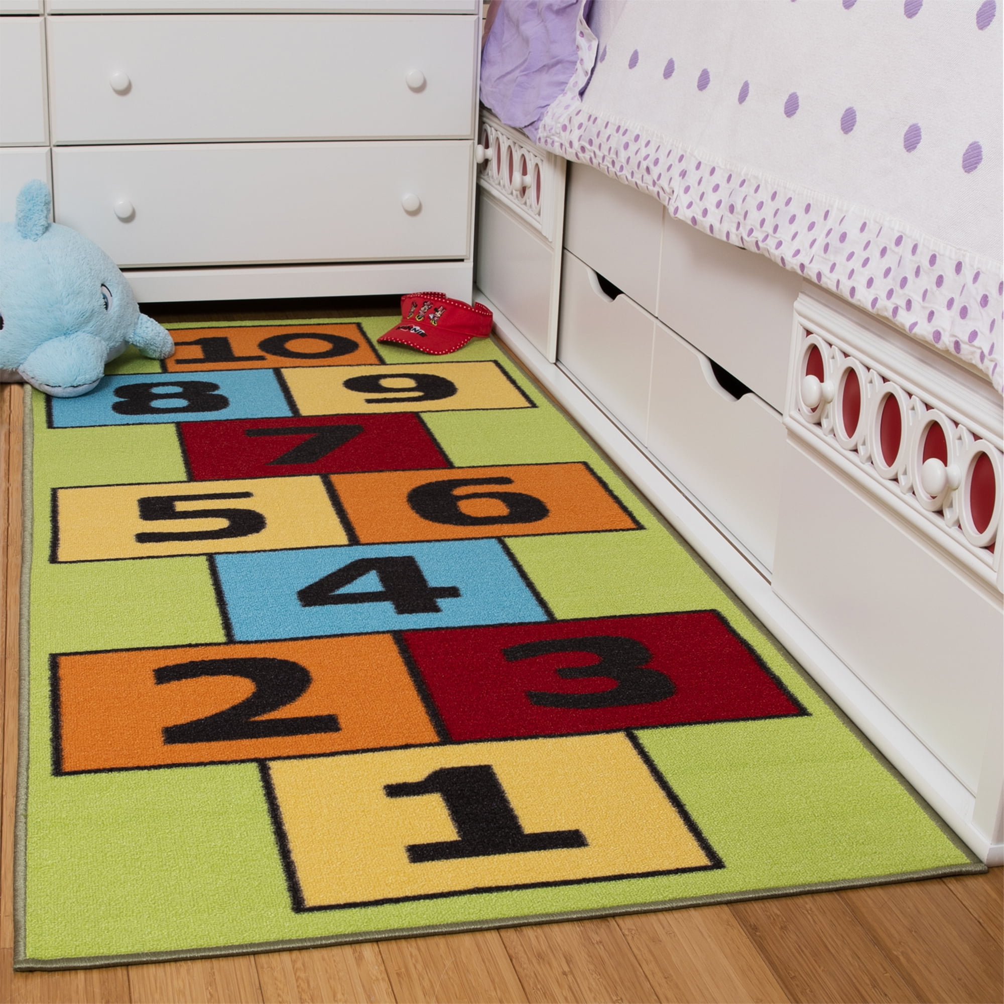 Ottomanson Children's Garden Collection Educational Hopscotch Design Children Nursery Kid's Play