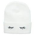 thumbnail image 5 of Eyelashes Embroidered 12 Inch Long Beanie - White OSFM, 5 of 5