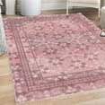 thumbnail image 1 of Vintage Area Rug with Non-Slip Backing, Nostalgic Retro Floral Petals Pastel Look Damask Check Victorian Motif, Quality Carpet for Bedroom and Dorm Room, 5.2' X 7.6', Dark Mauve and Pink, by Ambesonne, 1 of 6