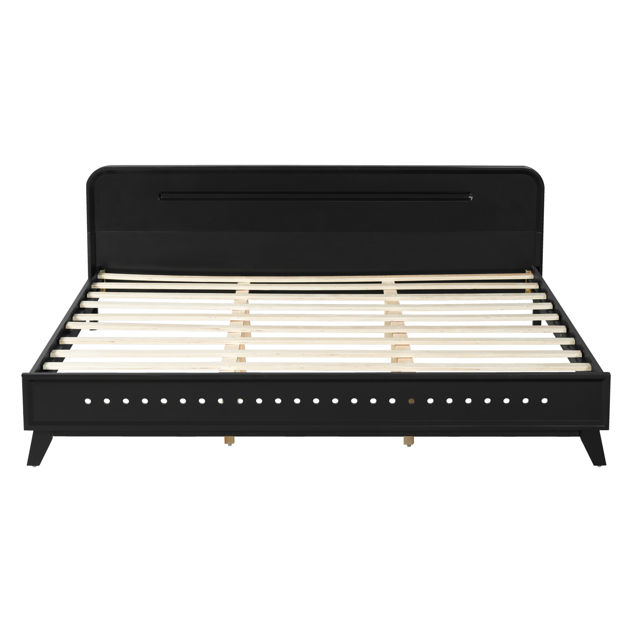 Christopher Knight Home Elegant Wooden King Size Bed Frame with Headboard, Black