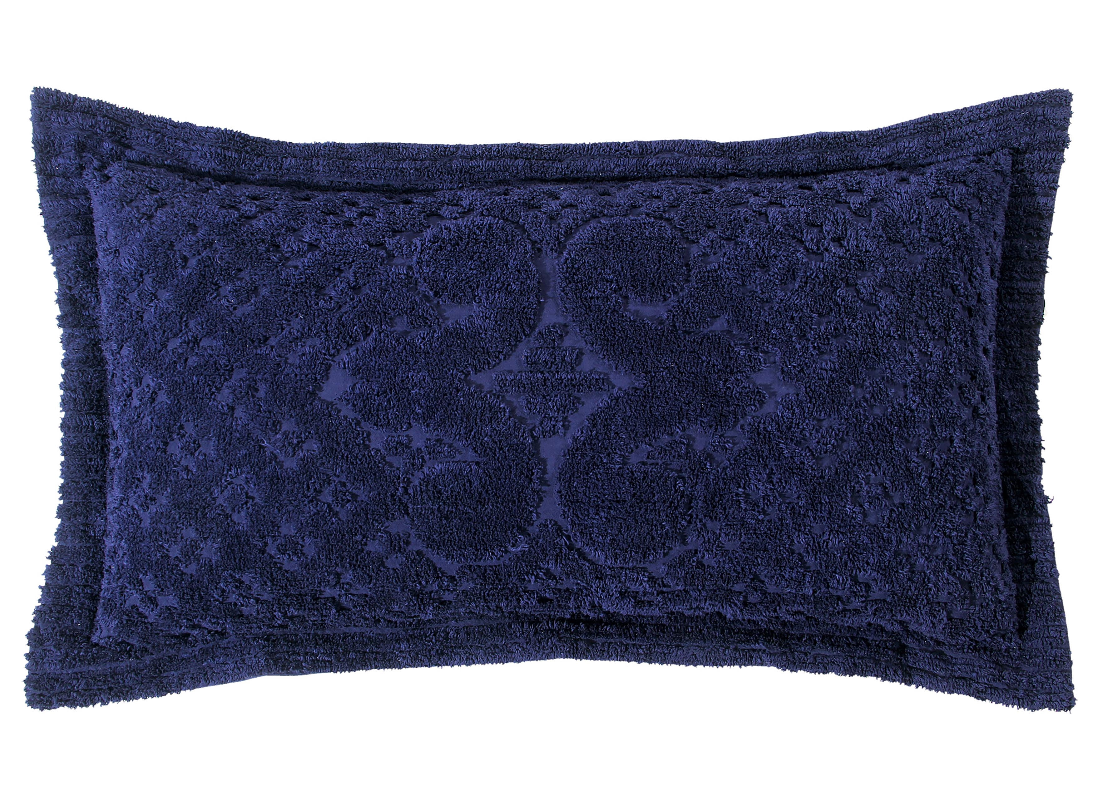 Better Trends 3 Piece Chenille Bedspread Set for King Bedspread 100% Cotton Lightweight Bedspread for all Season Ashton Collection (Navy)