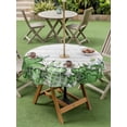 thumbnail image 3 of Outdoor Tablecloth with Umbrella Hole and Zipper, St. Patrick's Round Table Cloth 60 Inch Waterproof Tablecloth, Lucky Shamrock Green Eucalyptus Floral Farm Wooden Picnic Table Cover for Patio, 3 of 7