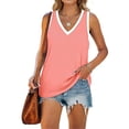thumbnail image 2 of Jumpingount Camiseta sin mangas con cuello en V para mujer Camiseta sin mangas de color casual para mujer Camiseta sin mangas con bloque en V Prendas para la parte del cuerpo Rosado SG Jumpingount  AP002686-14, 2 of 6