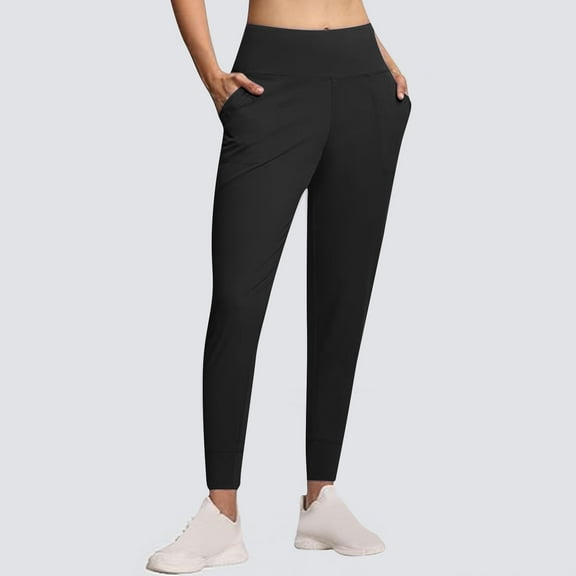 Women's Joggers Pants Lightweight Athletic Leggings Tapered Loungewear Pants for Workout, Yoga, Running Sweatpants with Pockets Casual Pants Straight Leg Black L