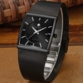 thumbnail image 4 of Men Watch Classic Analog Quartz Date Stainless Steel Milanese Mesh Band Ultra-Thin Rectangle Dial Luminous, 4 of 6