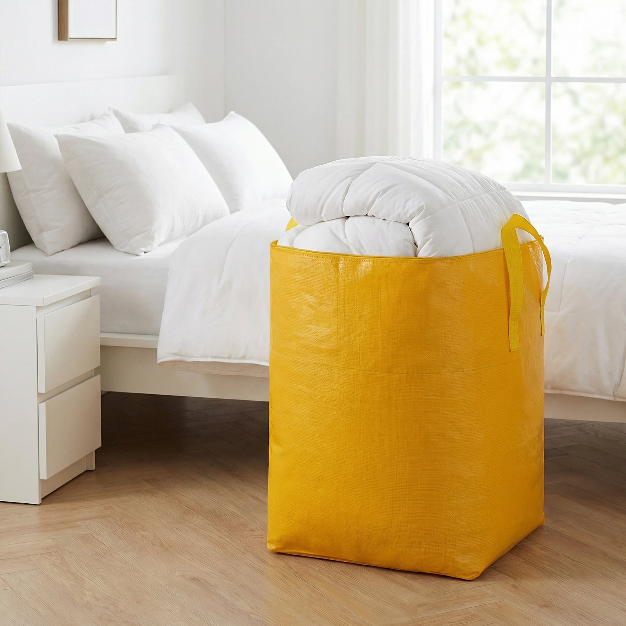 Unique Bargains Clothes Storage Bag with Handles Yellow 23.6"x19.7"x31.5"