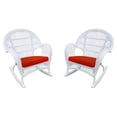 thumbnail image 4 of Jeco Wicker Rocker Chair in White with Orange Cushion (Set of 4), 4 of 6