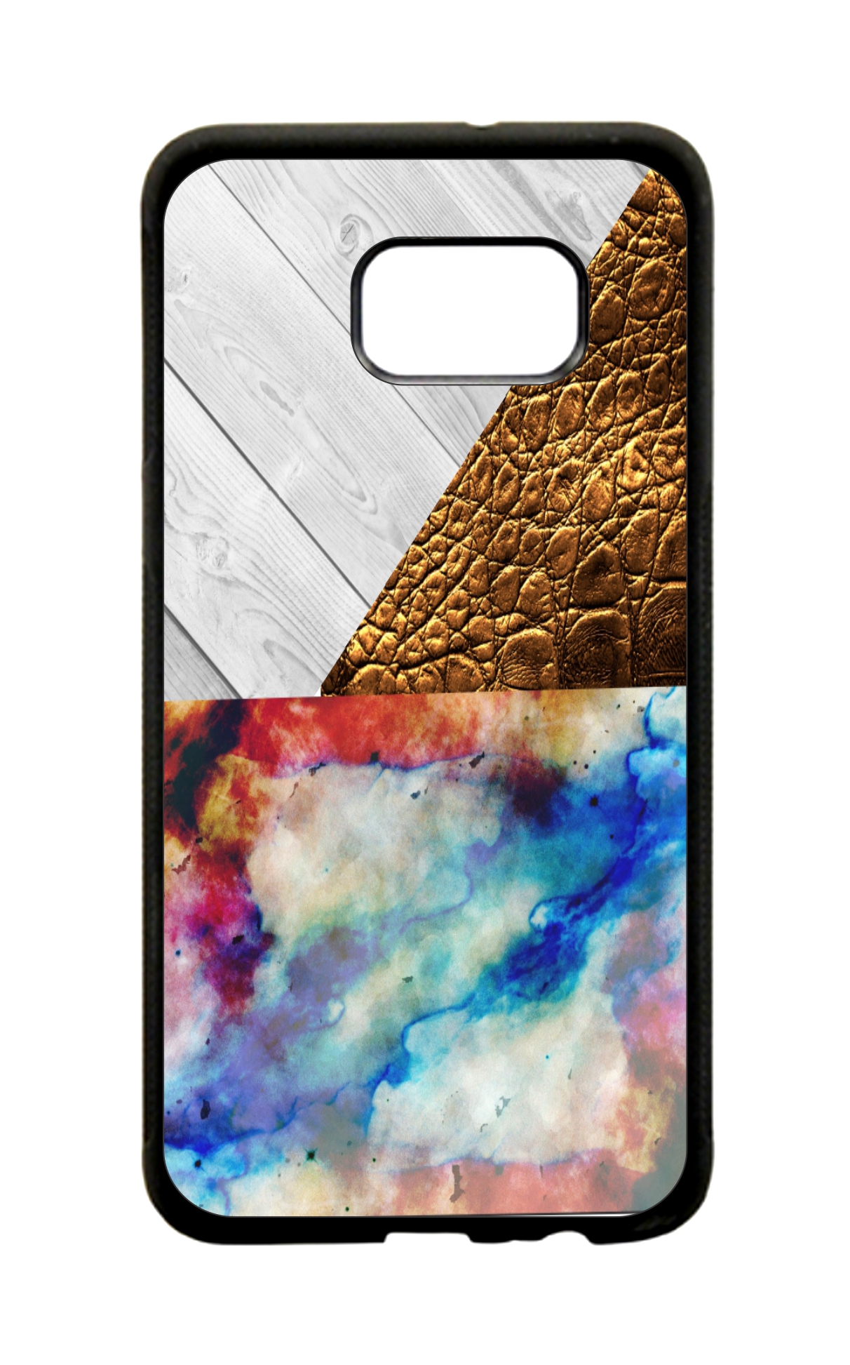 Colored Marble Faux Snakeskin and Wood Print Design Black Rubber Thin Case Cover for the Samsung Galaxy s7 - Samsung Galaxys7 Accessories - s7 Phone Case - image 1 of 3