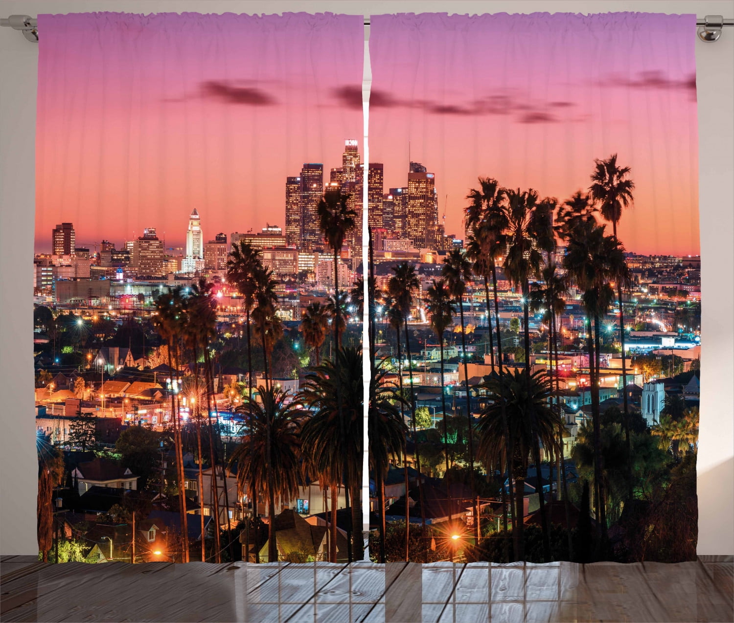United States Curtains 2 Panels Set, Vibrant Sunset Twilight Scenery