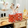 thumbnail image 3 of Yayeee 2 Pack Qtip Holder Bathroom Cotton Swab Canister with Lid Clear Dispenser Set, Retro Christmas Ornaments Pattern, 3 of 6
