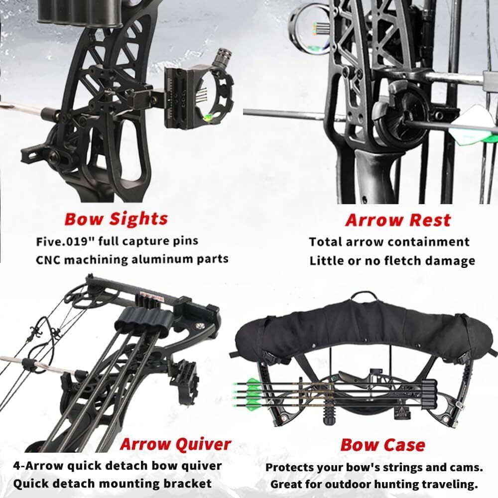 AME Compound Bow Kit 0-70lbs Archery Hunting Package Arrows Adult Target Shooting（only bow-green）