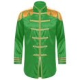 thumbnail image 3 of iiniim Mens 60s Hipper Costume High Slit Gold Trim Add Accessories Sergeant Icon Hippy Fancy Dress Up Green XL, 3 of 6
