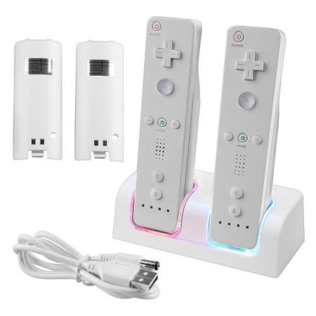 Nintedo Wii / Wii U Dual Remote Controller Charger Dock Station + 2x Replacement Battery by Insten,
