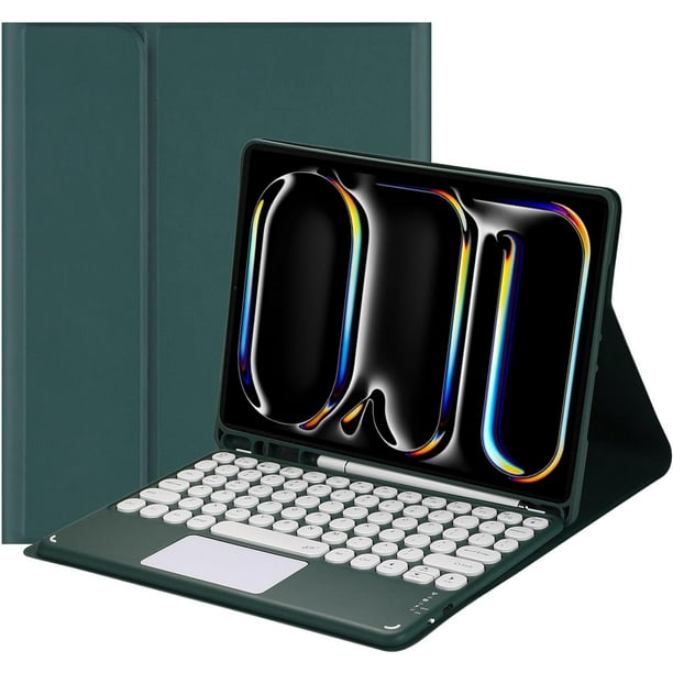 Funda con teclado táctil para iPad Pro de 11 pulgadas 2024 (5.a generación) con portalápices - Teclado Bluetooth táctil magnéticamente desmontable