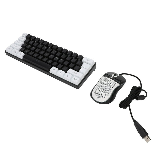 Clavier de Jeu Filaire à 60 %, Rétroéclairé RVB 61 Touches Mini Clavier de Bureau Filaire, Clavier Rétroéclairé RVB avec Souris, pour Tablette Ordinateur Portable pour Win7 8 10, pour OS X
