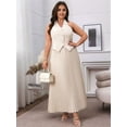 thumbnail image 2 of Women'S Plus Size Two-Piece Casual V-Neck Sleeveless Vest and High Waist Pleated Maxi Skirt Business Suit  XXXL, 2 of 8