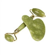 GoldTech Products Jade Roller & Gua Sha Set - Facial Beauty Tools, Face Roller, Skin Massager for Face, Neck and Eye Puffiness - Stimulates Blood Flow, Reduces Signs of Aging Natural Jade Stone