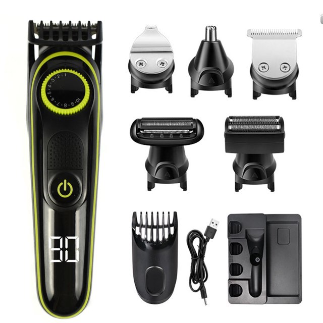 Cortapelos para barba, cortapelos, kit de aseo, afeitadora eléctrica, maquinilla de afeitar para hombres, nariz, oreja, cuerpo, recortadora de precisión, impermeable, inalámbrica, recargable, 5 en 1 XianweiShao 8390615102407
