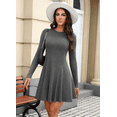 thumbnail image 4 of Sweater Dress for Women Fall Long Sleeve Crew Neck Ribbed Knit Fit and Flare A-Line Dresses, 4 of 5