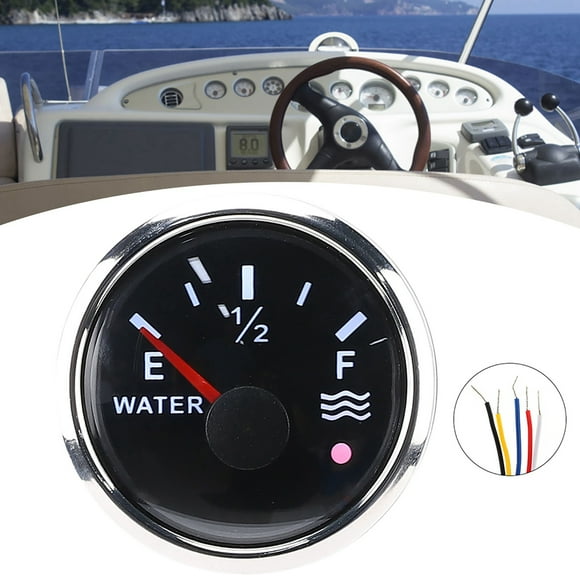 Water Level Gauge, 2in/52mm Water Tank Level Sensor DC 9-32V Smart Alarm Water Tank Meter for Marine Boat RV 0-190ohm European Sensor
