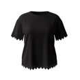 thumbnail image 6 of Women's Oversized Crew Neck Short Sleeve T Shirt, Lace Patchwork Detail with Relaxed Loose Fit, for Summer Casual Daily Wear or Street Style Outfits Black, 6 of 6