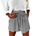 thumbnail image 2 of Aoujea Womens Shorts Women Plus Size Shorts Fashion Women's Summer Casual Drawstring Lacing Pocket Solid Color Shorts Gray on Clearance, 2 of 8