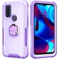 thumbnail image 2 of Feishell Back Case Fit for Motorola G Pure,Shock Resistant Hybrid 3-In-1 Rotatable Finger Ring Kickstand Support Magnetic Car Mount Anti-Scratch Protective Phone Cover,Purple, 2 of 8