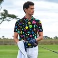 thumbnail image 3 of Uemuo Geometric 1980s Styled for Men’s Golf Shirt – Premium Pique Cotton Polo, Soft & Breathable Casual Short Sleeve Shirt, Comfortable Activewear for Sports & Leisure-Medium, 3 of 6