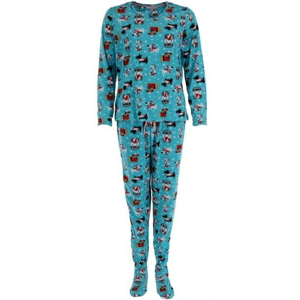 Pillow Talk - Pillow Talk Microfleece Footed 2 Piece Pajamas (Women's ...