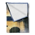 thumbnail image 2 of Seaside Soft Flannel Fleece Throw Blanket, 2 Wooden Chairs on Relaxing Lakeside at Sunset Algonquin Provincial Park Canada, Cozy Plush for Indoor and Outdoor Use, 60" x 80", Navy Green, by Ambesonne, 2 of 5