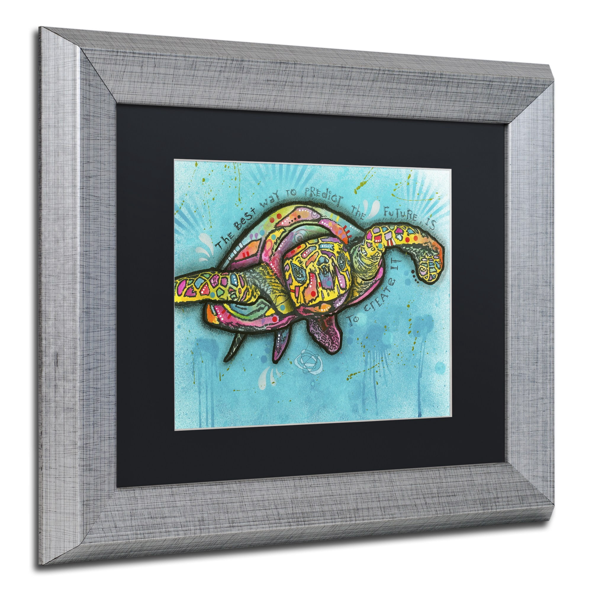 Trademark Fine Art "Turtle" Canvas Art by Dean Russo, Black Matte, Silver Frame
