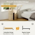 thumbnail image 4 of King Size Bed Frame with Boucle Upholstery, Curved Design & Thick Headboard - Sturdy Steel & Solid Wood Construction, White Platform Bed, 4 of 9