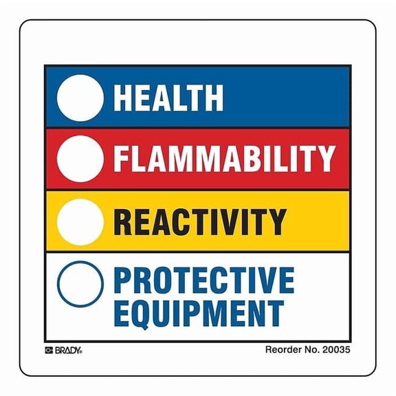 Brady Label, HMIG, Polystyrene, 3 7/8 in W, 3 7/8 in H 20035VLS