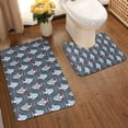 thumbnail image 2 of Xecao Shark Wearing Swim Ring 2-Piece Vintage Seamless Anti-Skid Mat Set, featuring a stylish pattern for a safe and elegant toilet rug experience, 2 of 6