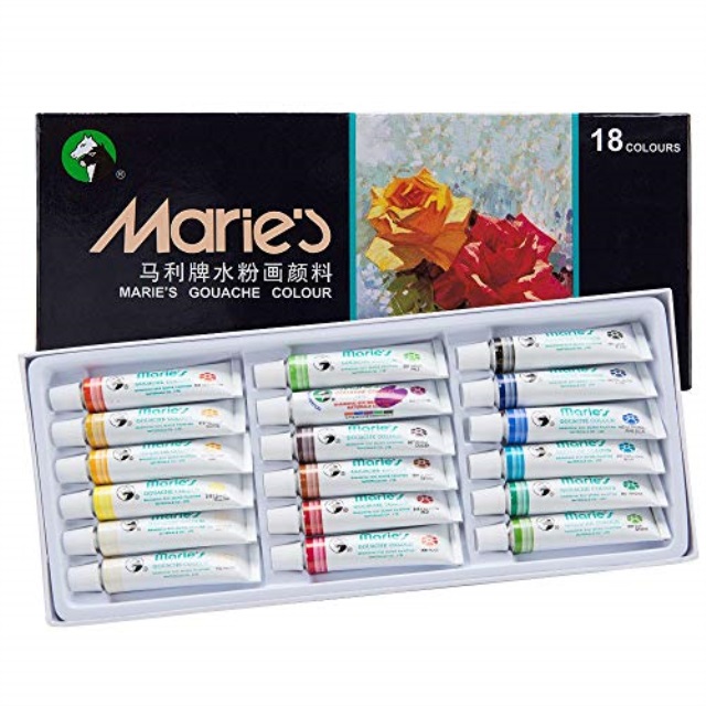 marie's extra fine gouache opaque watercolor paint set 12 ml tubes