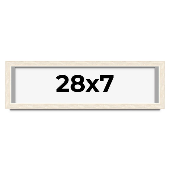 28x7 Shadow Box Frame White | 1.125 Inches Deep Real Wood Rustic Shadowbox Display Frame | UV