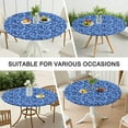 thumbnail image 6 of Clean-Lined Floral Round Tablecloth with Elastic Fit, Soft and Durable for Indoor Dining or Patio Events, Fits 44-52 Inch Round Tables, 6 of 6
