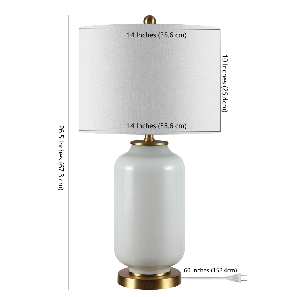SAFAVIEH Amaia 26 in. Mid-Century Glass Table Lamp, White