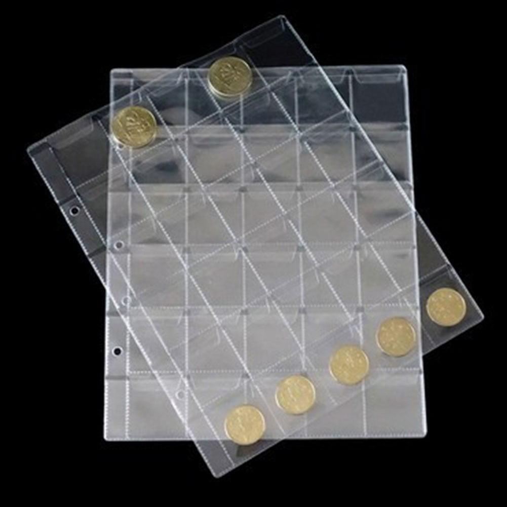 20 Pcs 7.87" x 9.84" Protection Cover, Transparent 30 Pockets Plastic Coin Holders Storage Pages Protector Sheets Sleeves