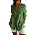 thumbnail image 2 of Juslio Womens Blouses Long Sleeve Button Tops V Neck Casual Blouses Green XL, 2 of 9
