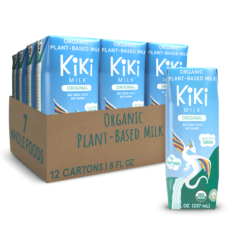 Original Kiki Milk Organic Plant Based Gum Free GMO Free Dairy Free Soy Free Gluten-Free Glyphosate Free (8 oz • Pack of 12)