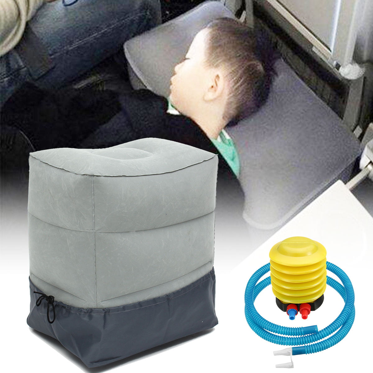 1st class kid travel pillow inflatable footrest