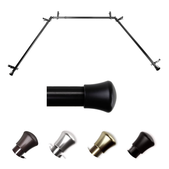 Domovina 13/16" Bay Window Curtain Rod-Color:Black,Size:78-144"