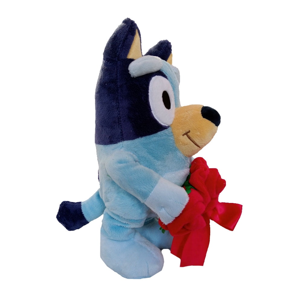 Bluey Animated Valentines Plush Stuffed Animal with Scented Floral Bouquet