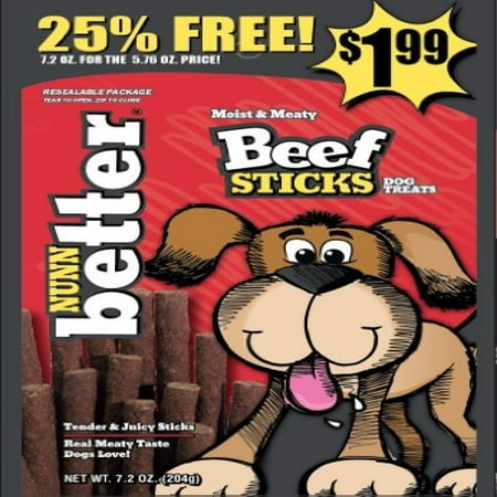 Nunn-Better Beef Sticks Dog Treats Case of 8 Resealable 7.2 oz Pouches