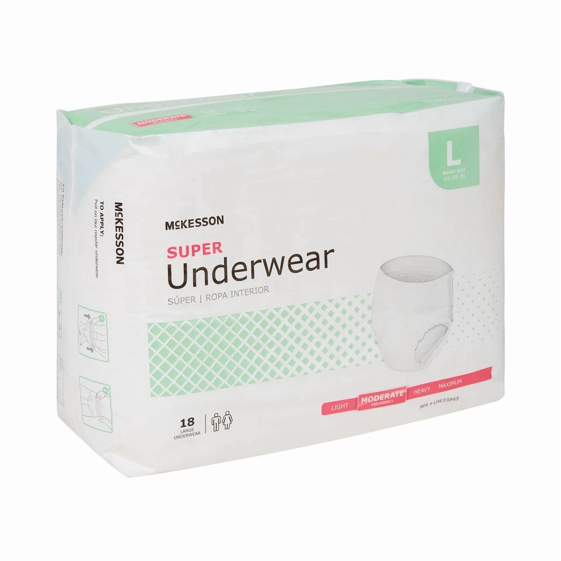 CIRCLE- 18 Mckesson Adult Disposable Cloth Like Underwear Diapers L Moderate Absorbency