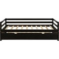 thumbnail image 5 of Twin Size Daybed with Pull-out Trundle Bed, Solid Wood Daybed with Guardrails, Twin Platform Bed Frame for Boys Girls Teens Adults Bedroom, Sturdy Wood Slats Support, No Box Spring Needed, 5 of 6